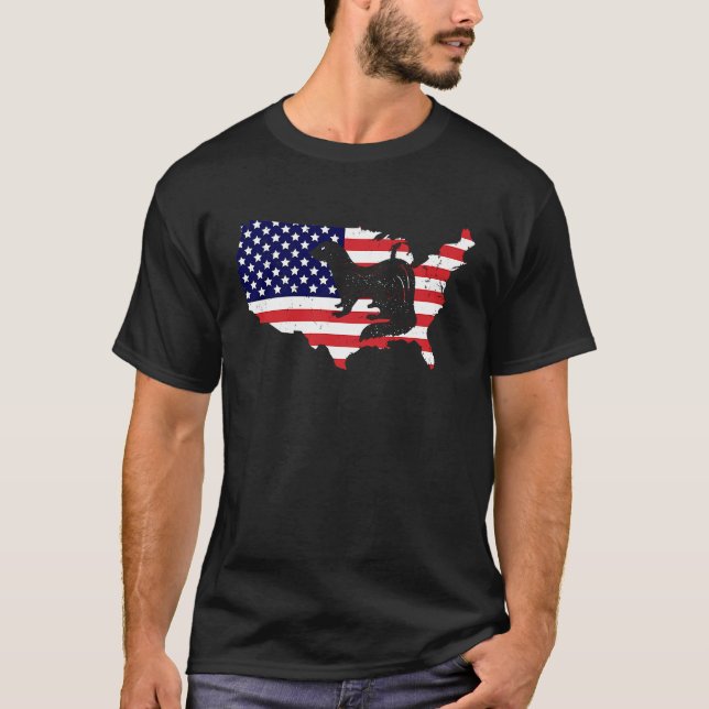 T-shirt American Flag Ferret for Ferret  and Owners (Devant)