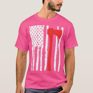 T-shirt American Flag Firefighter Red Ax Firefighter