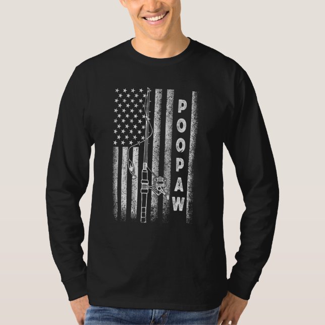 T-shirt American Flag Fishing Poopaw (Devant)