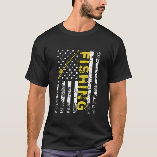 T-shirt American Flag Fishing Rod Usa Patriotic (Devant)