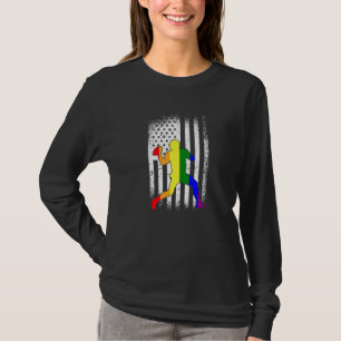T-shirt American Flag Football Lgbt Q Rainbow Bat Gay Prid