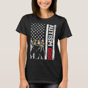 T-shirt American Flag Gigi Bear Autism Awareness Support F