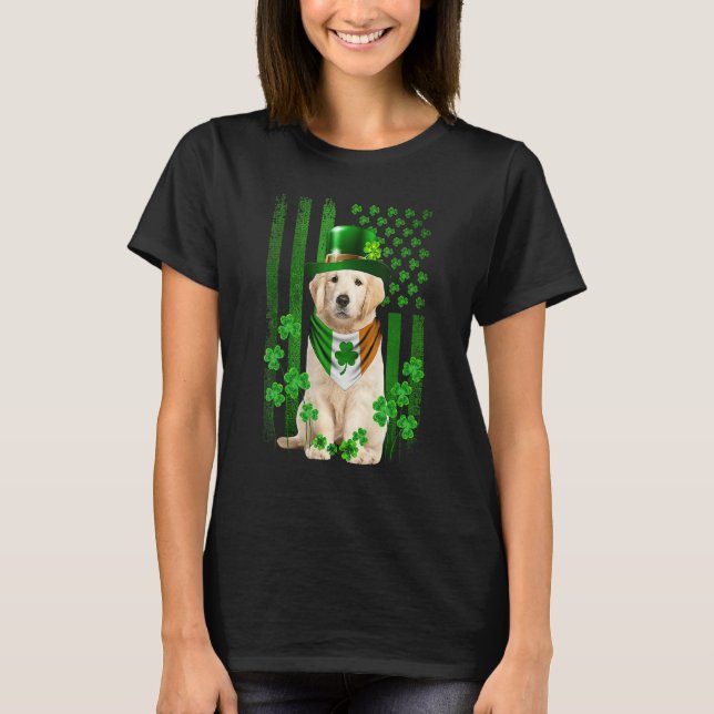T-shirt American Flag Golden Retriever Dog Hat Irish St Pa (Devant)
