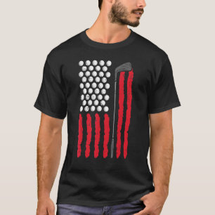 T-shirt American Flag Golf Balls Et Club Golf Vintage