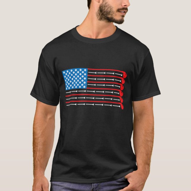 T-shirt American Flag Golf Clubs Balls et sports (Devant)