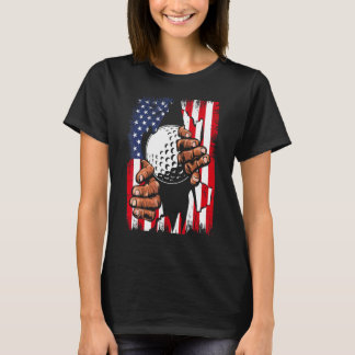 T-shirt American Flag Golf Inside Me Patriotique Usa Golfe