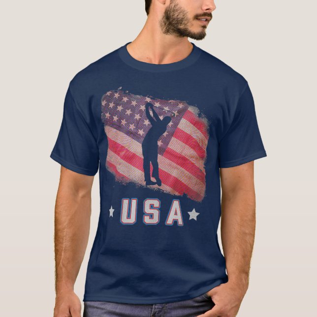 T-shirt American Flag Golf Team Stars and Stripes (Devant)