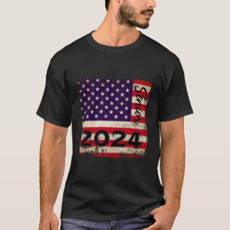 T-shirt American Flag Graduation Party Son Lui Classe De 2