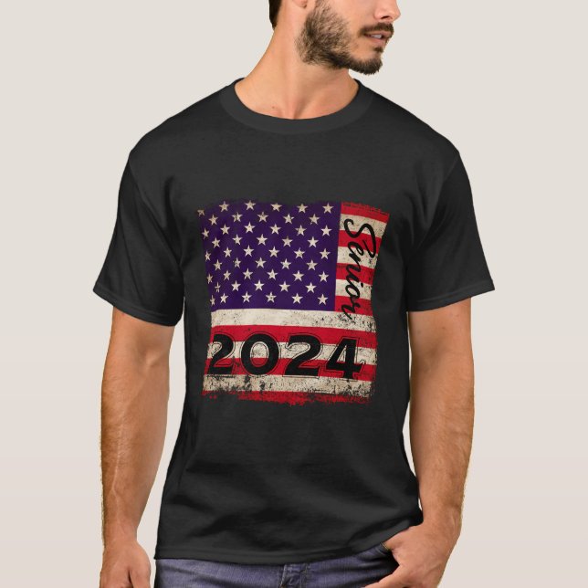 T-shirt American Flag Graduation Party Son Lui Classe De 2 (Devant)