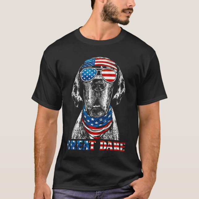 T-shirt American Flag Great Dane 4th of July Patriotic Dog (Devant)