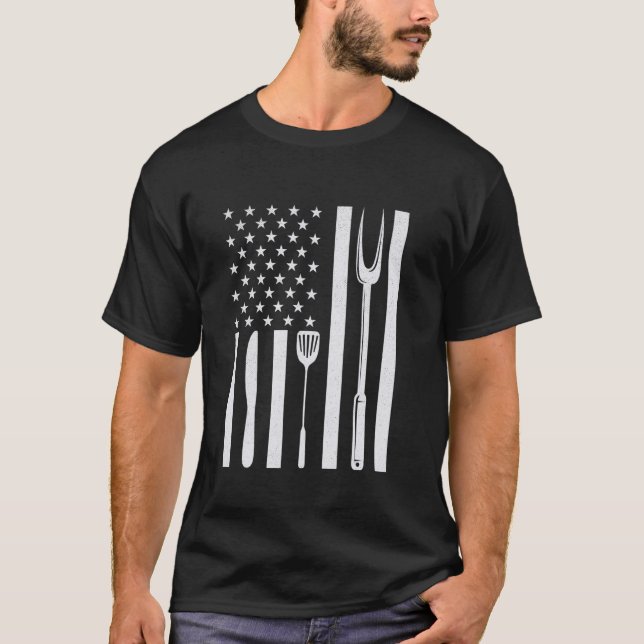 T-shirt American Flag Grill BBQ (Devant)
