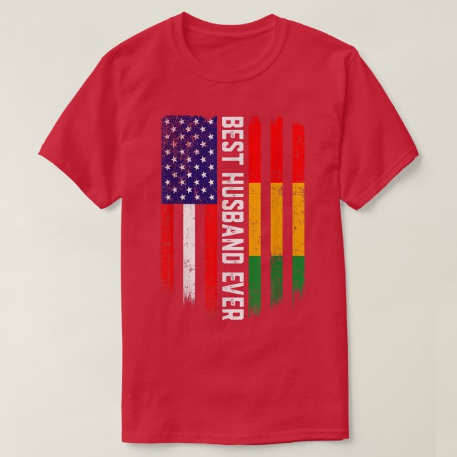 T-shirt American Flag & Guinea Flag Best Husband Ever  (Design devant)