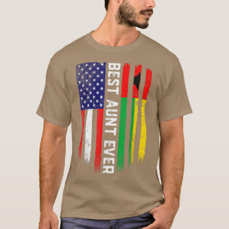 T-shirt American Flag & GuineaBissau Flag Best Aunt Ever 