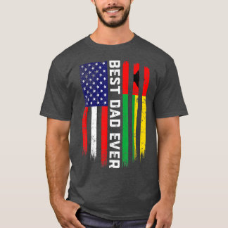 T-shirt American Flag & GuineaBissau Flag Best Dad Ever 