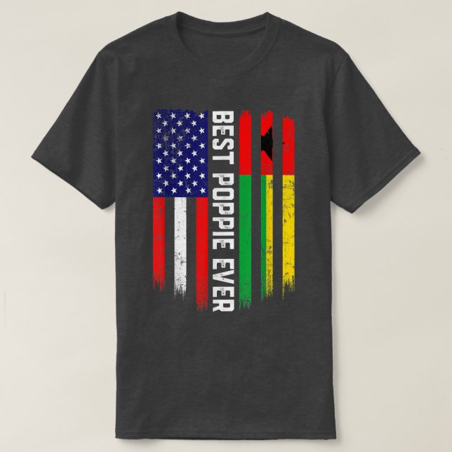 T-shirt American Flag & GuineaBissau Flag Best Poppie Ever (Design devant)