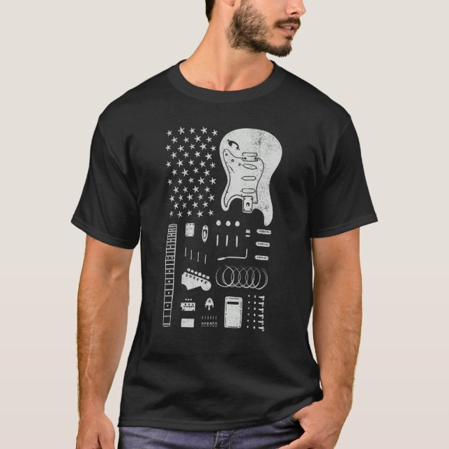 T-shirt American Flag Guitar 4th of July Guitarist USA Cou (Devant)