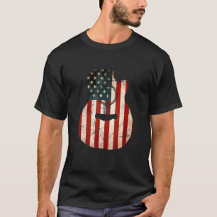 T-shirt American Flag Guitar Musician Distressed Guitares