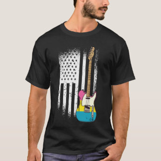 T-shirt American Flag Guitar Pan-Sexual Pride LGBT-Q Ally