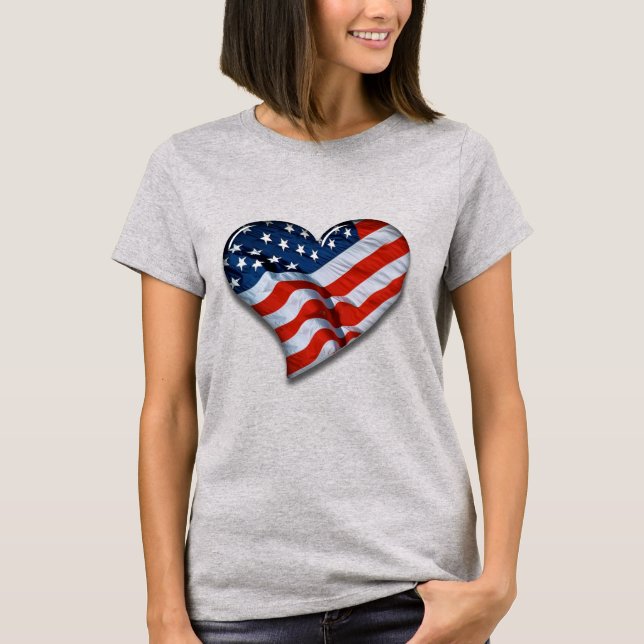 T-shirt American Flag Heart (Devant)