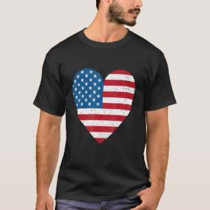 T-shirt American Flag Heart 4 juillet Usa Patriotic