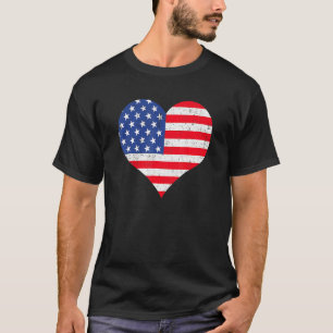 T-shirt American Flag Heart 4 juillet Usa Patriotic Prid