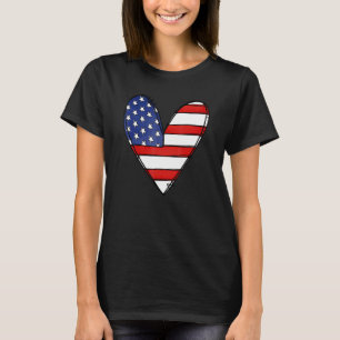 T-shirt American Flag Heart 4 juillet Usa Patriotic Prid