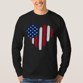 T-shirt American Flag Heart 4th of July Patriotic USA Flag