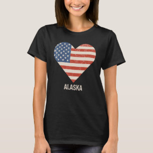 T-shirt American Flag Heart Alaska 4 juillet Patriotic U