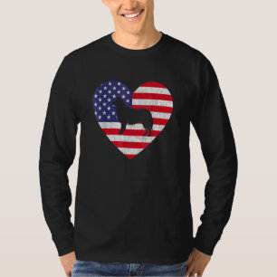T-shirt American Flag Heart Border Collie Dog 4 juillet