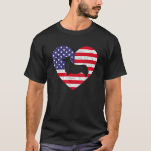T-shirt American Flag Heart Welsh Corgi 4 juillet Usa Pa