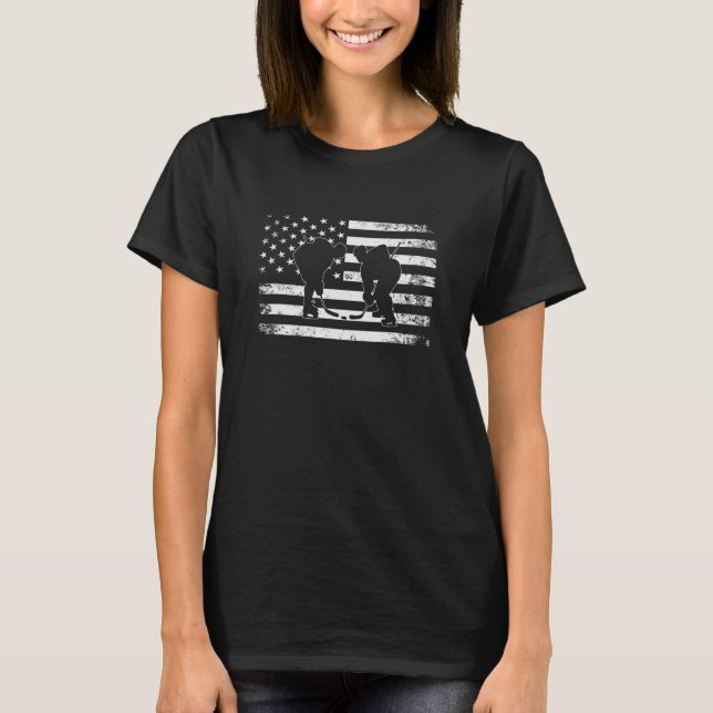 T-shirt American Flag Hockey Team  Hockey Dad Mom (Devant)
