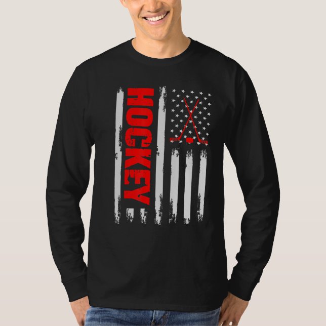 T-shirt American Flag Hockey Usa Patriotique Sport Jeux Lo (Devant)