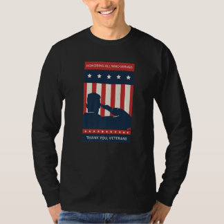 T-shirt American Flag Honoring All Who Served Thanks Veter