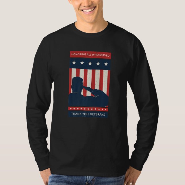 T-shirt American Flag Honoring All Who Served Thanks Veter (Devant)