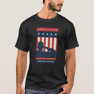 T-shirt American Flag Honoring All Who Served Thanks Veter