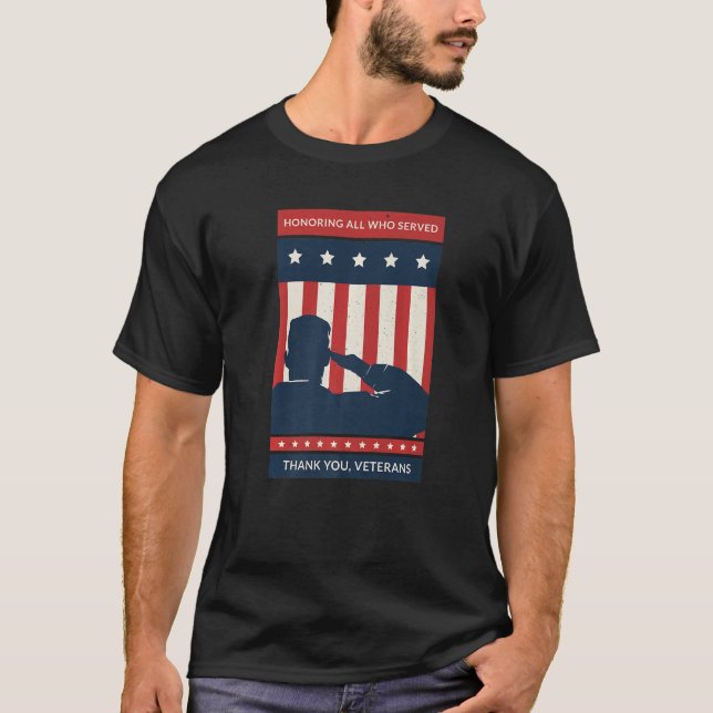 T-shirt American Flag Honoring All Who Served Thanks Veter (Devant)