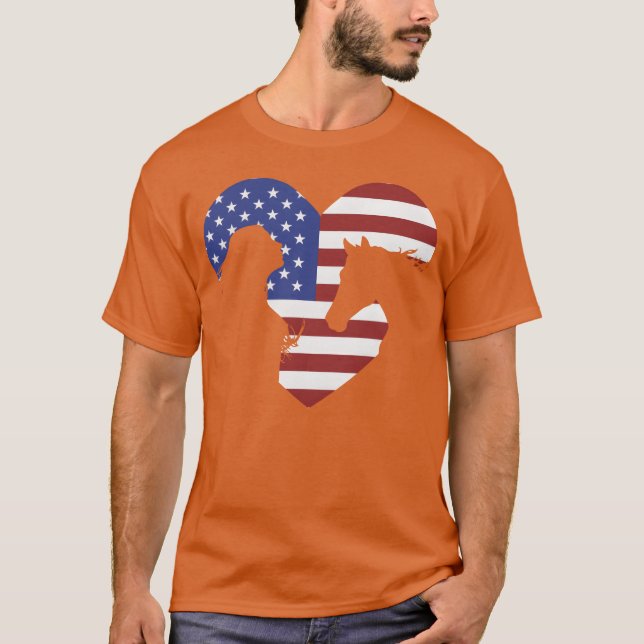 T-shirt American Flag Horse amoureux pour filles femmes am (Devant)