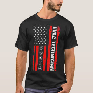 T-shirt American Flag HVAC Tech Mens Funny HVAC Technicien