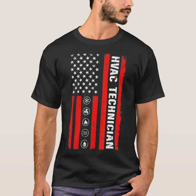T-shirt American Flag HVAC Tech Mens Funny HVAC Technicien (Devant)