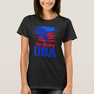 T-shirt American Flag Ice Hockey  Apparel USA Flag Support