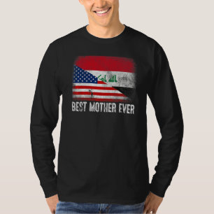 T-shirt American Flag & Iraq Flag Meilleure famille mère j