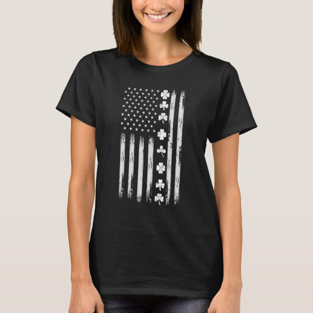 T-shirt American Flag Ireland Flag Saint Patricks Day Sham (Devant)