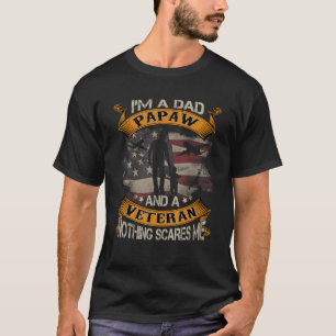 T-shirt American Flag Je suis papa Papaw et un vétéran 4e 