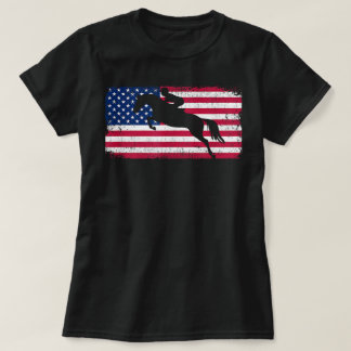 T-shirt American Flag Jumping Horse