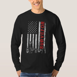 T-shirt American flag land Surveyor surveying puns enginee