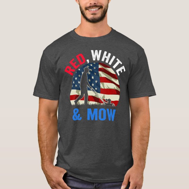 T-shirt American Flag Lawn Mowing 4th Of July Lawn Mower (Devant)