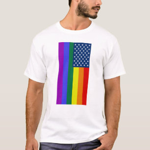 T-shirt American Flag LGBT Pride Rainbow Tee