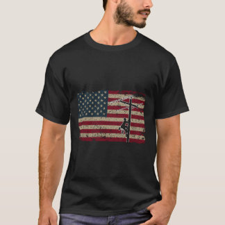 T-shirt American Flag Lineman Cadeau I Electricien patriot