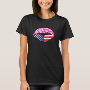 T-shirt American Flag Lips mignonne Rose Cow 4 juillet d'i