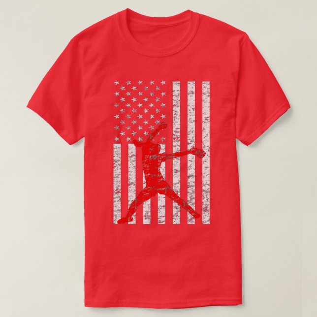 T-shirt American Flag Love Softball FastPitch Pitcher cade (Design devant)
